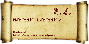 Máté Lázár névjegykártya